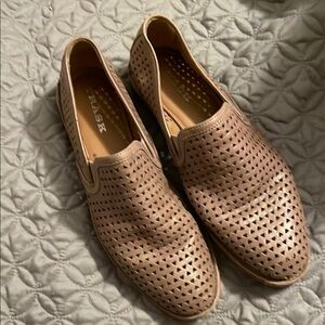 Beige Perforated Loafers